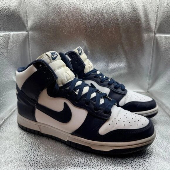 nike dunk high retro white navy